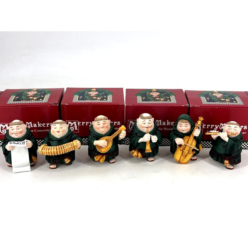 VTG Merry Makers MONKS Music Band Figures DEPT 56 MUSICAL Lof Of 6 in Boxes